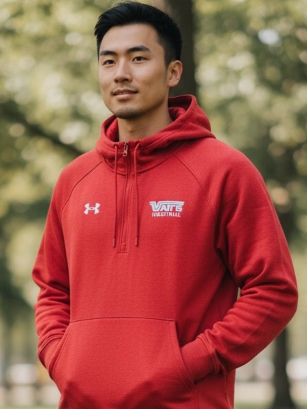 Under Armour Red Pullover Hoodie with VANS Logo